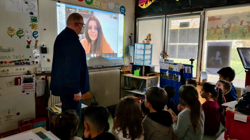 Nino Maisuradze en visioconférence avec les élèves de GS de la classe